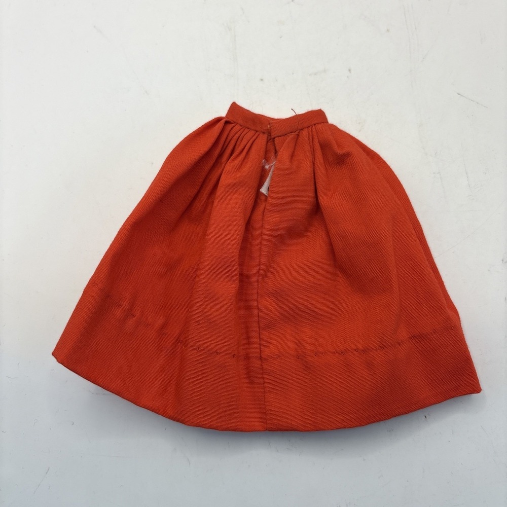 Vintage 1960s Barbie Mattel PAK Red Orange Gathered Skirt Front Pocket - Picture 2 of 4
